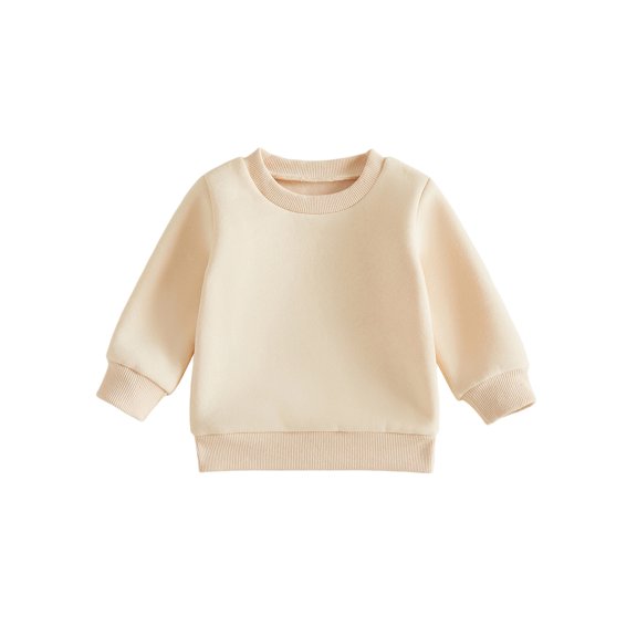 RUINIXCW Toddler Baby Boy Girl Crewneck Fleece Sweatshirt Nebworn Infant Baby Girl Boy Spring Fall Winter Warm Clothes Long Sleeve Solid Basic Pullover Sweater Shirts Tops