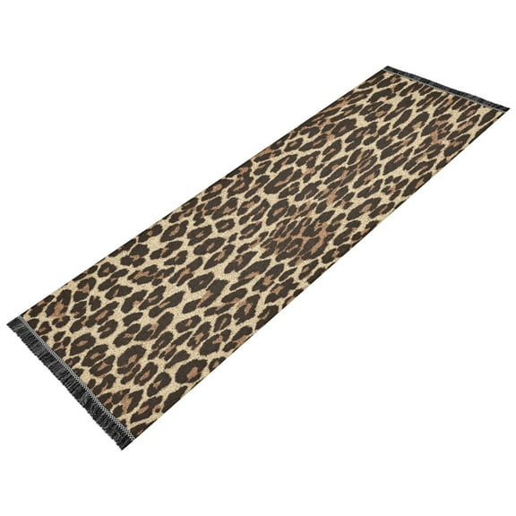 Vintage Modern Runner Rug,Non Slip Machine Washable 72"x23.5" Polyester Material Pet-Friendly Durable,Applicable to Entryway Rug Living Room Rug Yellow Leopard Print