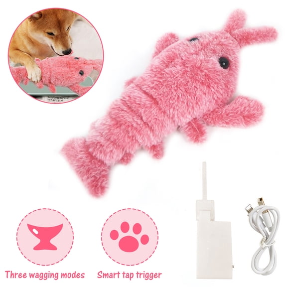 AMERTEER Flippity Lobster Cat Toy 11", Electric Moving Cat Fish Catnip Toy, Realistic Flopping Fish, Plush Interactive Cat Toys for Indoor Cats