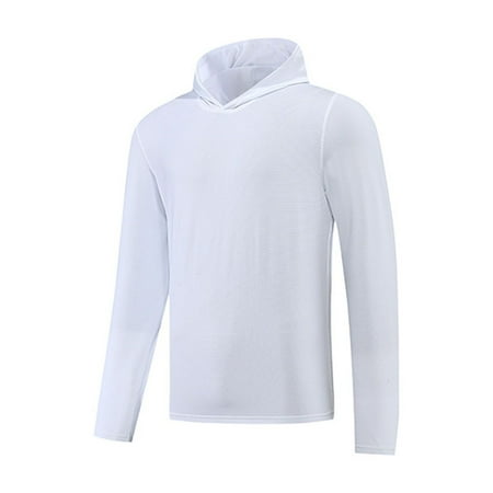 NaWent Clearance Men s Sun Hoodie Long Sleeve UPF 50+ UV Protection Fishing Shirt Lightweight Quick Dry Athletic White 10(XL)