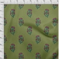 thumbnail image 3 of oneOone Cotton Silk Light Green Fabric Floral Block Sewing Craft Projects Fabric Prints By Yard 42 Inch Wide, 3 of 4