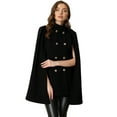 thumbnail image 1 of Abrigo de Capa para Mujer Abrigo de Invierno con Manga Corta y Doble Botonadura Negro L, 1 of 5