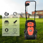 Costway 12 Amp 14-Inch Electric Push Lawn Corded Mower With Grass Bag Red