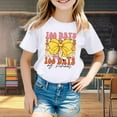 thumbnail image 2 of LUOGENLI T-Shirt pour Filles Enfants Mode Décontractée Imprimé Col Rond Ample Manches Courtes T-Shirt Top Maxi Chemises pour Filles Blanc 3-4 Ans, 2 of 5