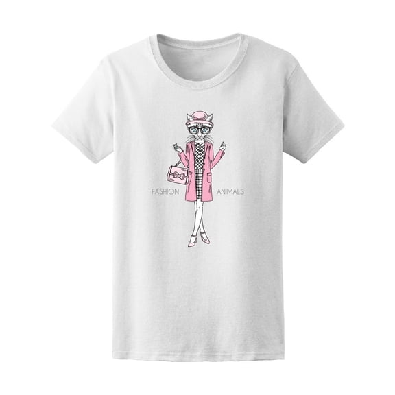 Fashion Chic Cat Girl Tee Women's -Image by Shutterstock