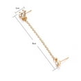thumbnail image 6 of Jiaroswwei 1Pc Golden Tone Shiny Rhinestone Heart Double Ear Stud Chain Linked Earrings, 6 of 6