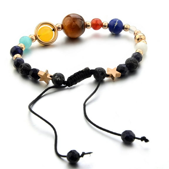 Teissuly Bracelet Galaxy Solar System Eight Planets Theme Natural Stone Beaded Fashion