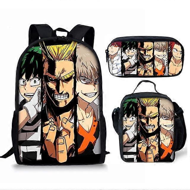 3 Pcs/set 18 Inch My Hero Academia Children School bags For Boys Girls Kids Cartoon Schoolbag +Lunch bag+Pen Bag