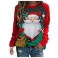 thumbnail image 1 of Chandail en Molleton de Noël pour Femmes à Manches Longues, Cardigan Imprimé, Pull de Mode, Veste Mi-Longue, Col Rond, Chaud, 1 of 5
