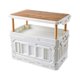 thumbnail image 1 of Caja de almacenamiento plegable para acampar, gran capacidad, 3 capas, caja de almacenamiento plegable para exteriores con tapa de madera para coche, color beige, 1 of 12