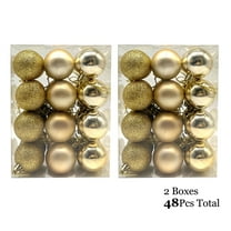 KOYPTL 48 Pcs Christmas Ball Ornaments Christmas Baubles Decorations Flocked Christmas Tree Decorations Set Assorted Shatterproof Hanging Ornaments for Xmas Party Home Holiday Decor (2.4 Inch)