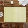 thumbnail image 2 of Yellow Striped Placemats for Dinning Table Set of 4, Modern Simple Farmhouse Beige Vintage Burlap Kitchen Place Mats Waterproof Cloth Table Mats, Indoor Outdoor Placemats Easy Clean Dinner Decor, 2 of 8
