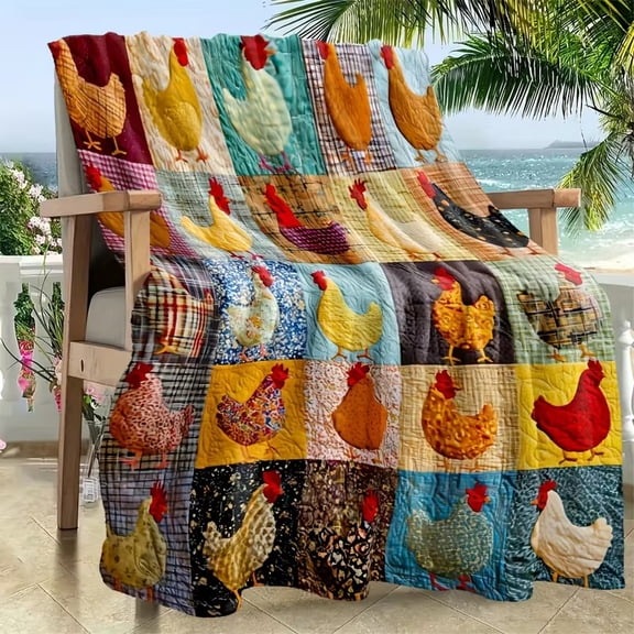 Vintage Chick Pattern Print Flannel Throw Blanket