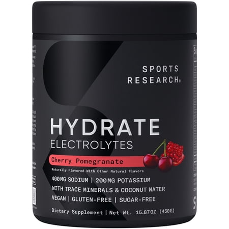Sports Research® Hydrate Cherry Pomegranate Drink Mix (90 Servings) Refreshing Electrolyte Power