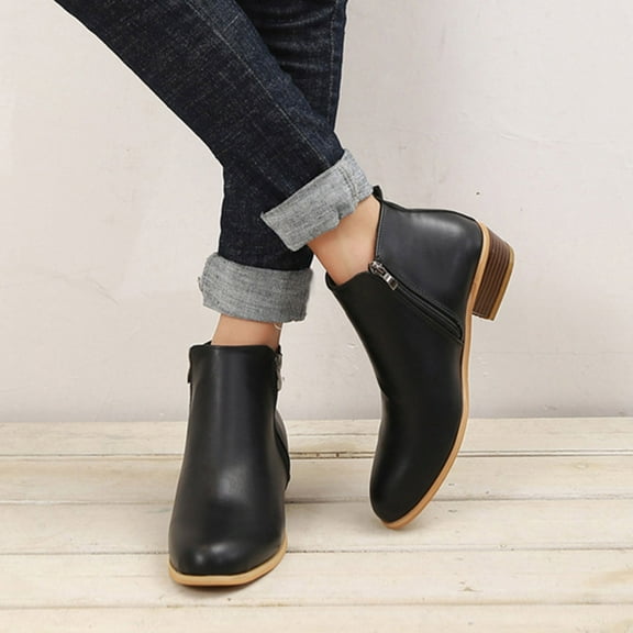 Quaouag Womens Ankle Boots,Ankle Boots for Women,Women's Ankle Cowboy Boots Low Heel Western Cowboy Boots for Women Ankle Dress Boots with Zipper,Hollow-Out Cutout Casual Short Ankle Booties