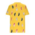 thumbnail image 4 of Women's Tshirts Short Sleeve Floral Print Tee Shirts Casual Summer Trendy Pleated Crewneck Dressy Tunic Tops (L, Yellow), 4 of 5