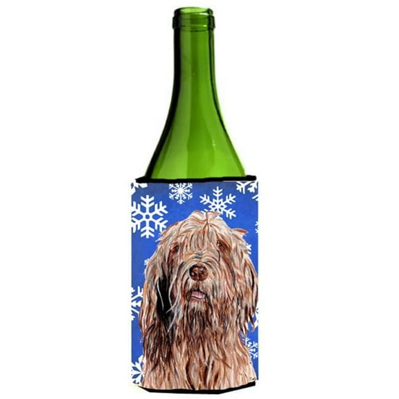 Otterhound Winter Snowflakes Wine bottle sleeve Hugger 24 Oz.