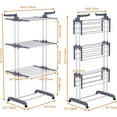 thumbnail image 3 of Tendedero Plegable para Ropa, Tendedero de Ropa Plegable 4 Niveles, Vertical y Retráctil, Colgador Ropa para Secar con Alas Laterales y Ruedas, Tendedero Portatil modernos para Interiores y Exteriores, 3 of 7