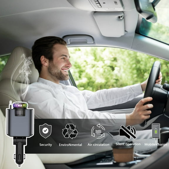 Reusable Essential Oil Car Air Freshener, Aromatherapy Scent Diffuser with Long-Lasting Fragrance, Odor Eliminator & Ambient Lighting, Automotive Accessories