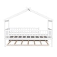 thumbnail image 6 of Euroco Twin Size House Bed with Trundle, Canopy Low Profile Bed for Kids, White, 6 of 13