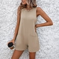 thumbnail image 6 of Women's Sleeveless Crew Neck Romper with Pockets Casual Loose Summer Short Jumpsuit, 6 of 7
