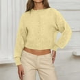 thumbnail image 2 of Fiaer Casual Cropped Cardigan Sweaters For Women Trendy Lightweight Solid Color Long Sleeve Button Down Knit Tops Yellow XL, 2 of 4