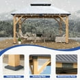 thumbnail image 3 of Gartoo 11 ft. x 13 ft. Outdoor Hip Roof Spruce Wooden Gazebo, Heavy Duty Hard Top Steel Double Roof Gazebo Pavilion, Weather Protected Permanent Canopy for Patio, Garden, Backyard, 3 of 10