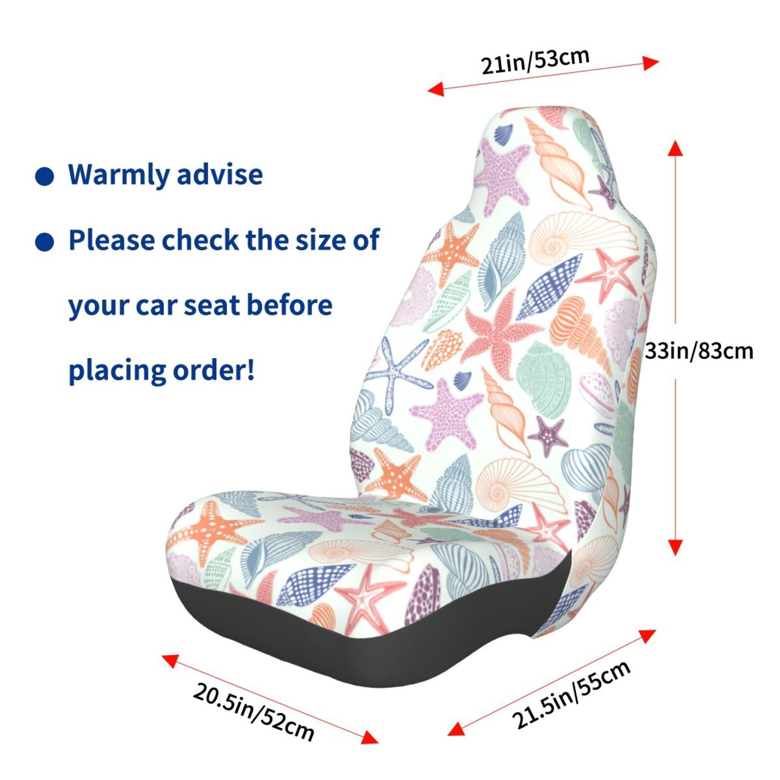 Picia Colorful Seashells Print Waterproof Sweating Car Seat Cover for Post Gym Workout, Running, Beach and Hiking, Universal Fit Anti-Slip Bucket Seat Protector