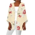 thumbnail image 2 of Babysbule Women's Tops, Jackets& Coat Women's Casual 3/4 Sleeve Print Loose Shirt Tops Cardigan, 2 of 5