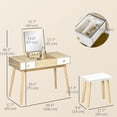thumbnail image 3 of HOMCOM Ensemble de Coiffeuse avec Miroir Rabattable et Tabouret Rembourré, 3 of 10