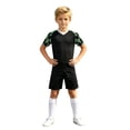 thumbnail image 2 of LPKRT Boys 2 Piece Matching Clothing Set Short Sleeve And Shorts Two Piece Sports Training Breathable Lightweight Outfits Sets Black 3XL, 2 of 8