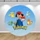 thumbnail image 3 of Fondos de pantalla de Pokémon Pikachu, decoración redonda, fondos para fiestas de cumpleaños de niños, baby shower, monstruo de bolsillo, cilindro elástico, 3 of 4
