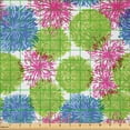 thumbnail image 2 of Ambesonne Dahlia Fabric by the Yard Microfiber, Colorful Dandelion Petals, 3 Yards, Lime Green Azure Blue, 2 of 4