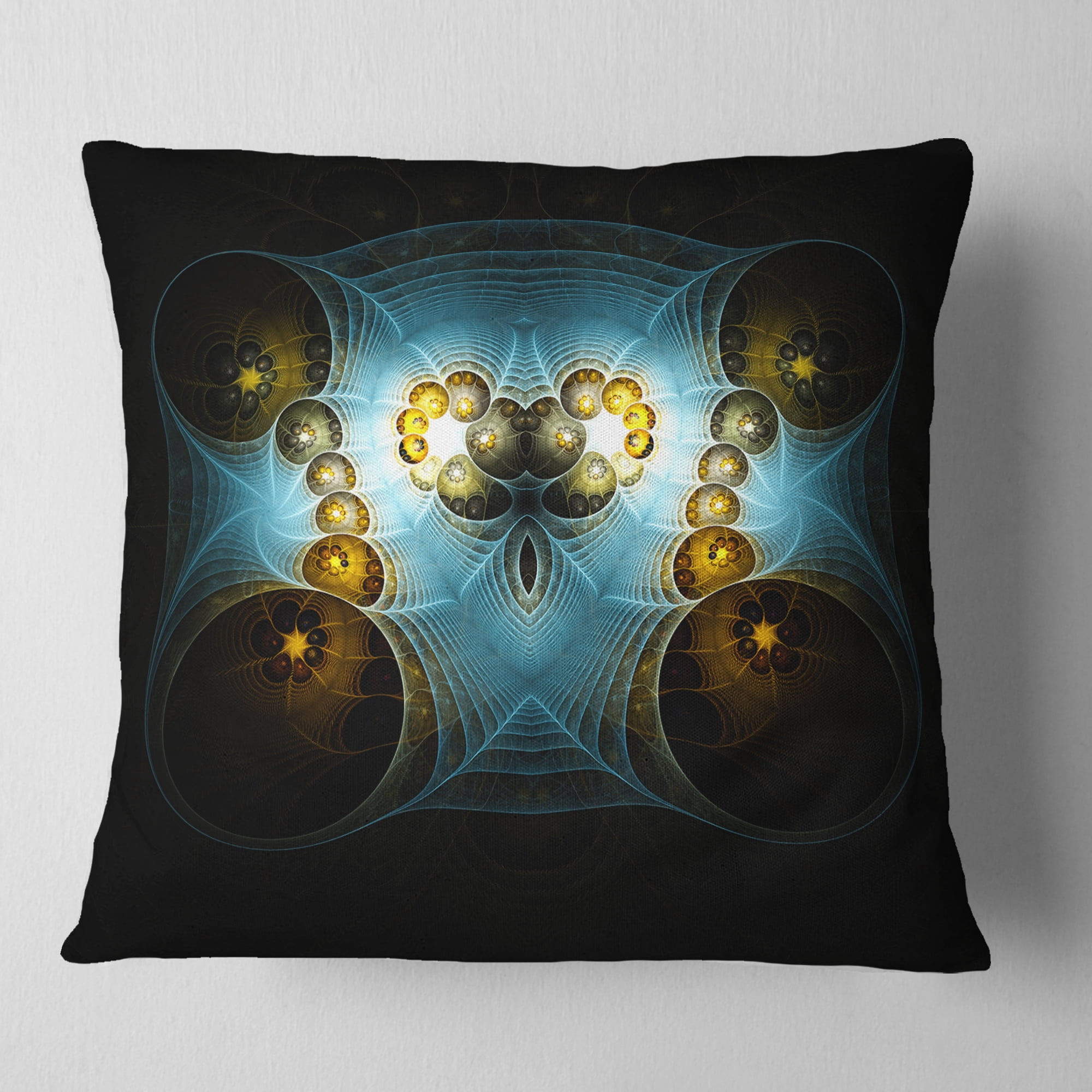 Designart Unique Light Blue Fractal Design Pattern - Abstract Throw Pillow - 16x16