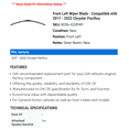 thumbnail image 2 of Front Left Wiper Blade - Compatible with 2017 - 2022 Chrysler Pacifica 2018 2019 2020 2021, 2 of 2