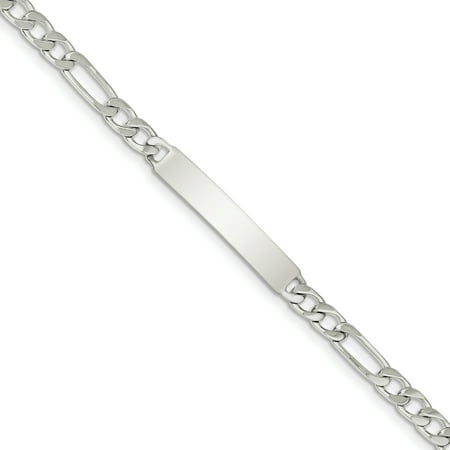 Sterling Silver 5mm Polished Engraveable Figaro Link ID Chain Necklace, Bracelet or Anklet