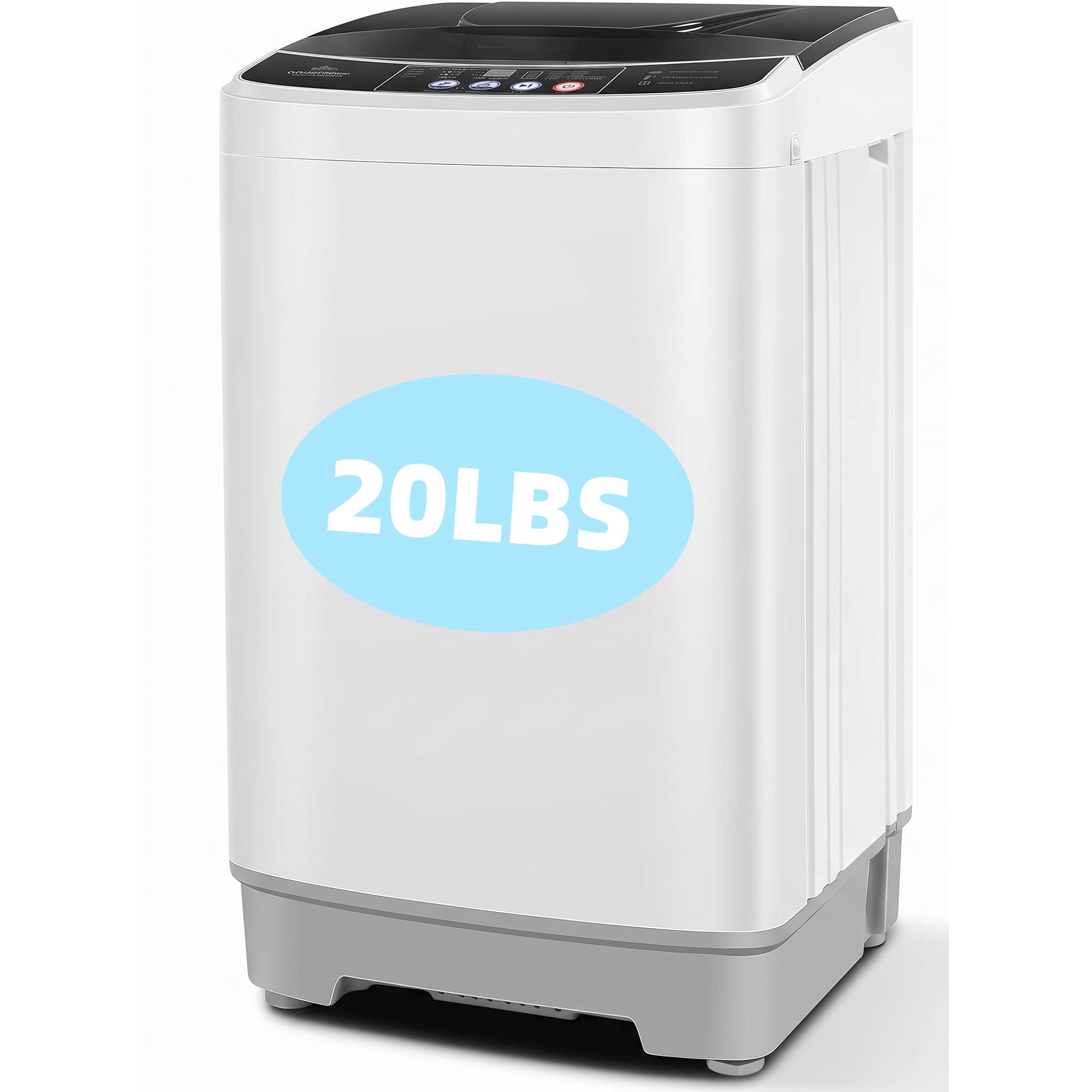 Veeboto 20 LBS Washing Machine, Fully-Automatic Washing Machine, 10 Wash Programs/8 Water levels with Drain Pump, Laundry with LED Display & 1 Adjustable feet for Home, Apartment, Dorm