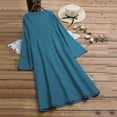 thumbnail image 4 of CAROOTU Robe en Coton et Lin pour Femmes Col en V Manches Longues Élégante Confortable Couleur Unie, 4 of 7