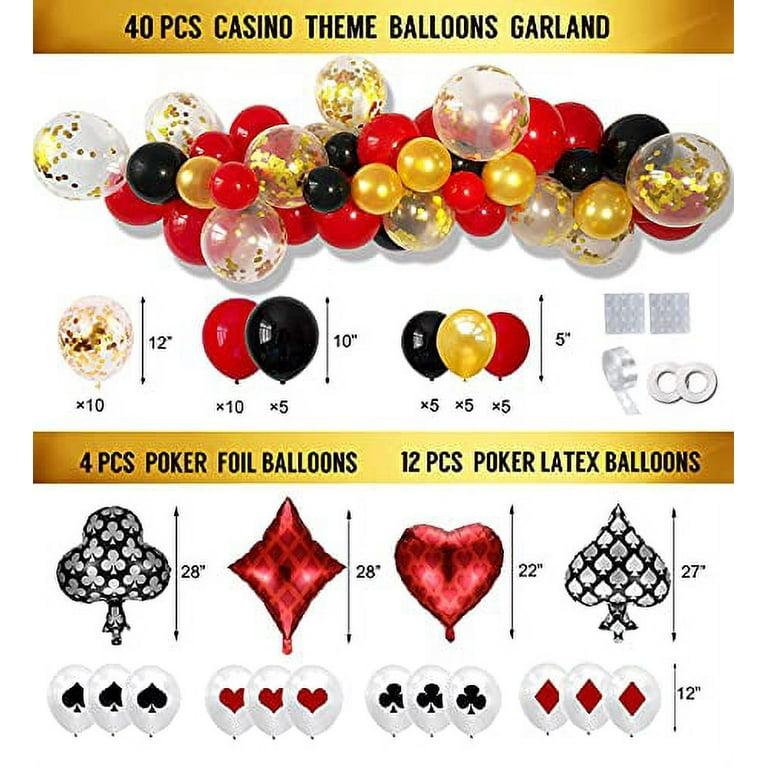  HyDren 239 Pcs Casino Party Decoration Supplies Include  Birthday Backdrop Poker Themed Table Cover Balloons and Plates Napkins Set  for Las Vegas Night Decor : Toys & Games