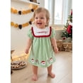 thumbnail image 4 of RUINIXCW Toddler Baby Girl Christmas Dress Little Girls Xmas Holiday Party Dress Cute Santa Candy Cane Embroidery Short Sleeve Gingham Plaid Dress, 4 of 10