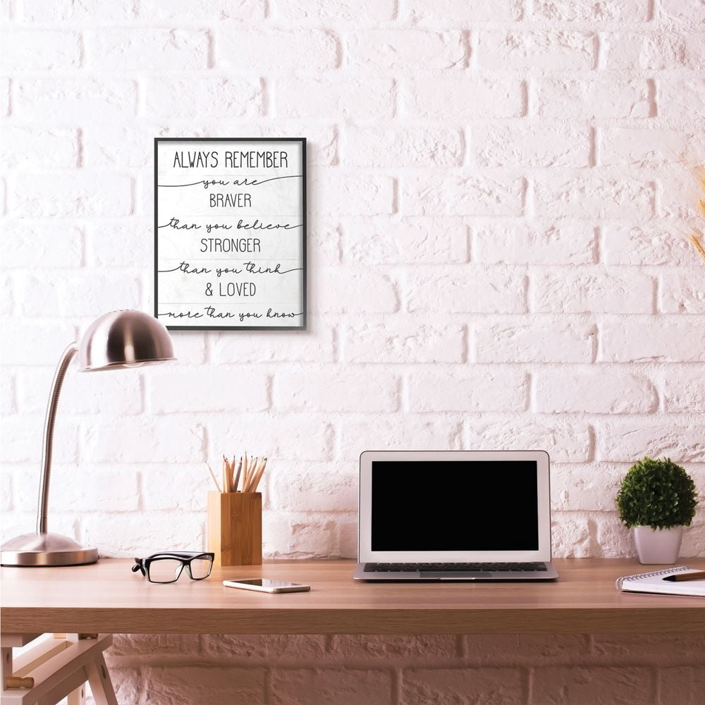 Braver Stronger Loved Family Inspirational Word Design Oversized Framed Giclee Texturized Art by Daphne Polselli