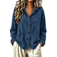 thumbnail image 6 of Tqcoqu Womens Button Front Corduroy Jacket, Solid Lapel Collar Long Sleeve Open Shirt Coat with Pockets, 2026 Fall Trendy Clothes, 6 of 6