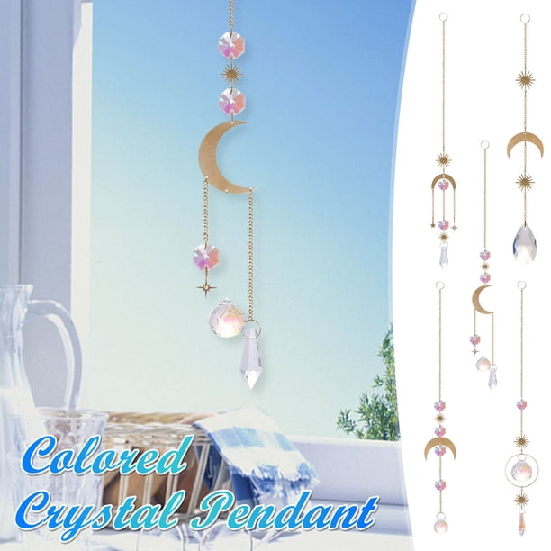 Prisma de campanilla de viento de cristal colgante - Atrapasol de 12,2 pulgadas para ventana, crea arcoíris coloridos, decoración para patios y jardines