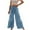 Sky Blue, variant on Fesfesfes Women Pant Fashion Casual High Waist Elastic Waist Drawstring Straps Solid Color Ruffle Wide Leg Long Pants On Sale