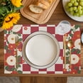 thumbnail image 4 of Red Plaid Placemats Set of 4, Japanese Farmhouse Floral Flowers Buffalo Checked Placemats for Dining Table, Place Mats for Kitchen Tabletop, Waterproof Wipeable Dining Table Mats Set, 4 of 9