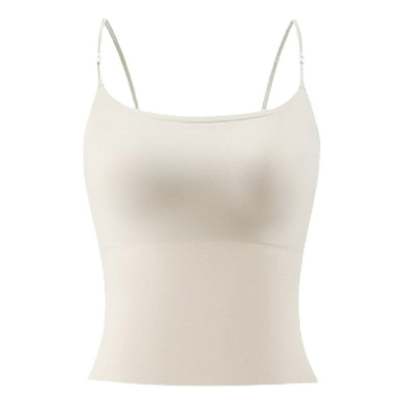 Endives Women's Double Lined Basic Tank Top Adjustable Spaghetti Straps Sleeveless Camisole Shirts