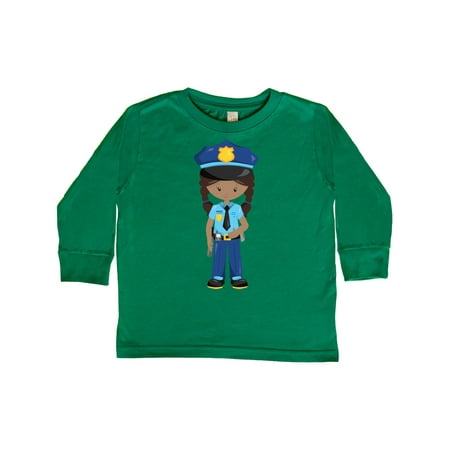 

Inktastic African American Girl Police Girl Police Uniform Gift Toddler Toddler Girl Long Sleeve T-Shirt