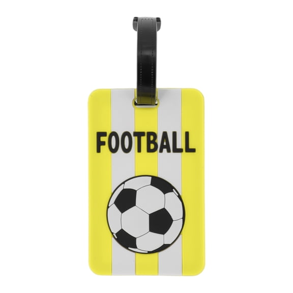 Unique Bargains 1 Pc Football Pattern Luggage Tag for Travelling Yellow