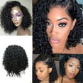 thumbnail image 1 of FORYULIK Brésilien, Perruque en Cheveux Humains Bouclés à Tige Courte, Noir Eau, Lace Front, 1 of 3