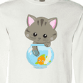 thumbnail image 4 of Inktastic Cute Cat, Little Cat, Kitty, Kitten, Fish Bowl Long Sleeve T-Shirt, 4 of 5